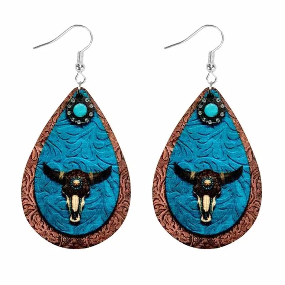 New Longhorn wood earrings